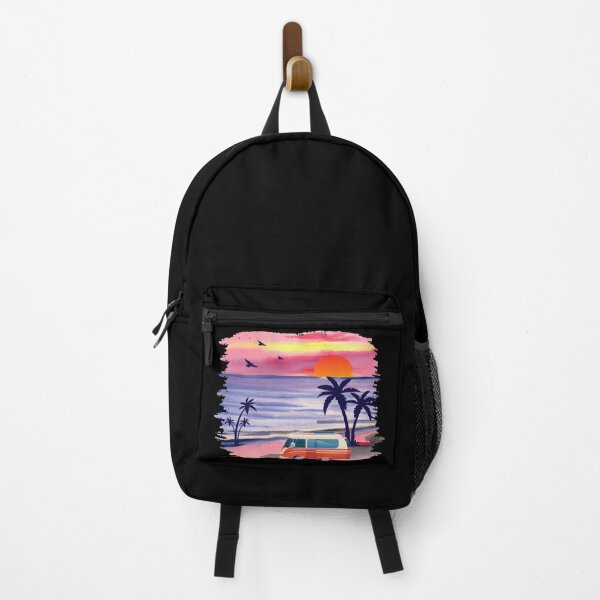 Artikelvorschau, Retro Van tropischen Sonnenuntergang Strand Kunst entworfen und verkauft von FestivityFinds.