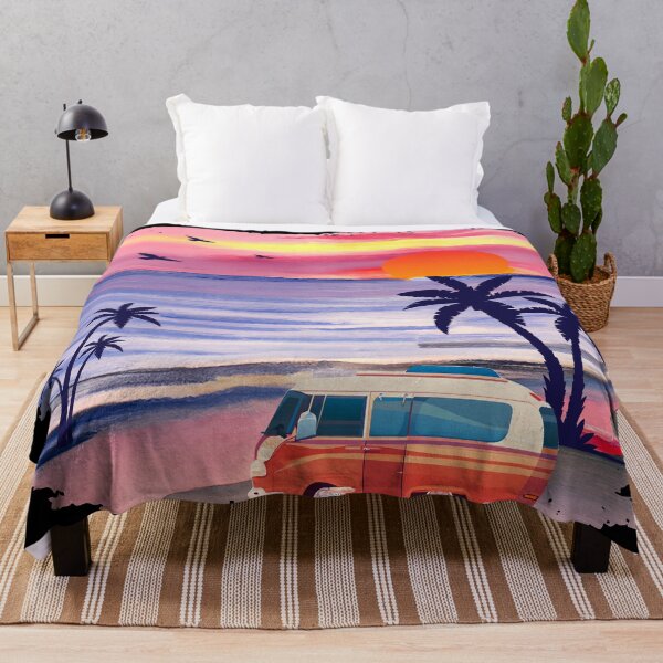 Artikelvorschau, Retro Van tropischen Sonnenuntergang Strand Kunst entworfen und verkauft von FestivityFinds.