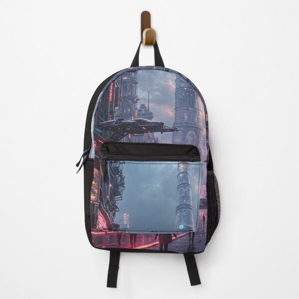Item preview, Futuristic cyberpunk city wallpaper designed and sold by Planet Utoppia.