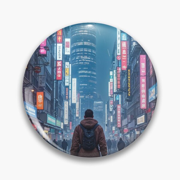 Item preview, Futuristic cyberpunk city wallpaper designed and sold by Planet Utoppia.
