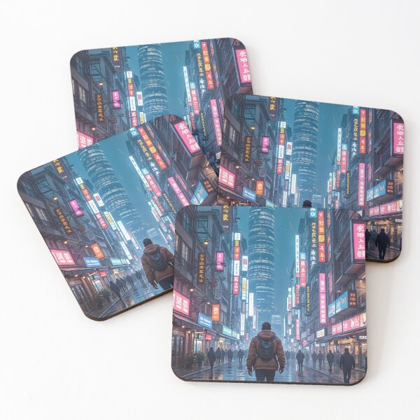 Item preview, Futuristic cyberpunk city wallpaper designed and sold by Planet Utoppia.