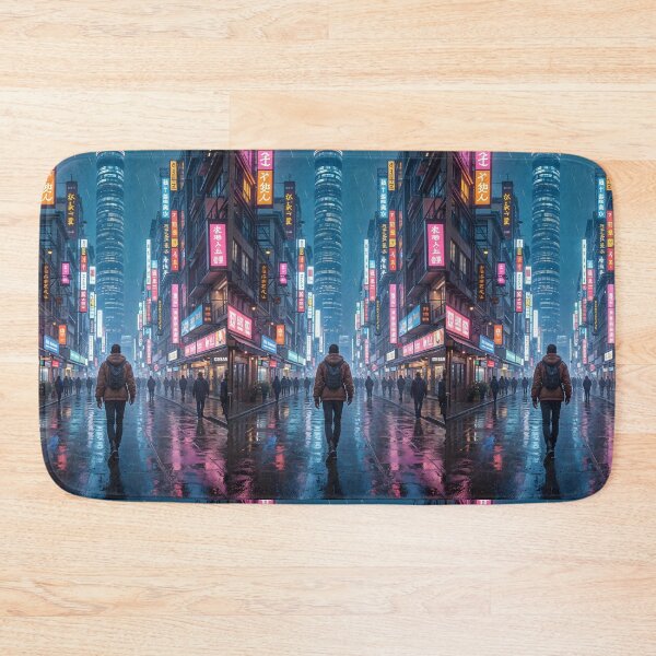 Item preview, Futuristic cyberpunk city wallpaper designed and sold by Planet Utoppia.