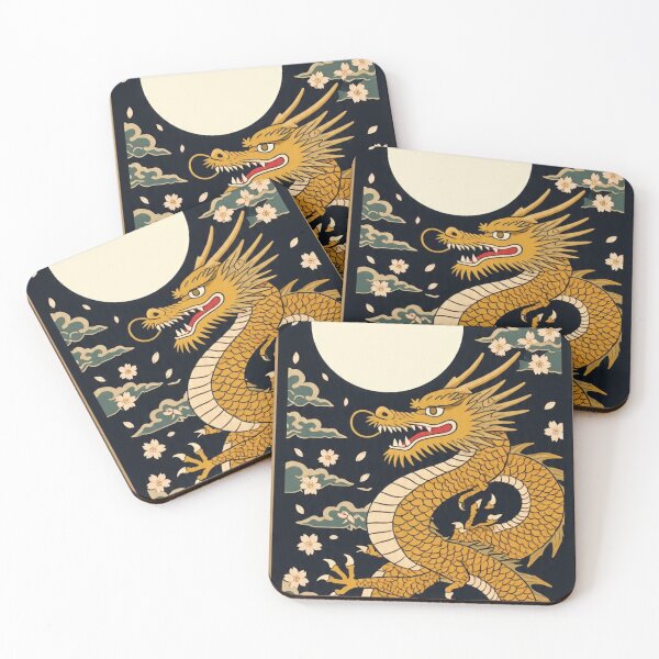 Item preview, Golden Moon Dragon – Ukiyo-e Japanese Fantasy Art designed and sold by Vandy Fullam.