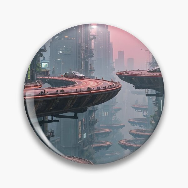 Item preview, Futuristic cyberpunk city wallpaper designed and sold by Planet Utoppia.