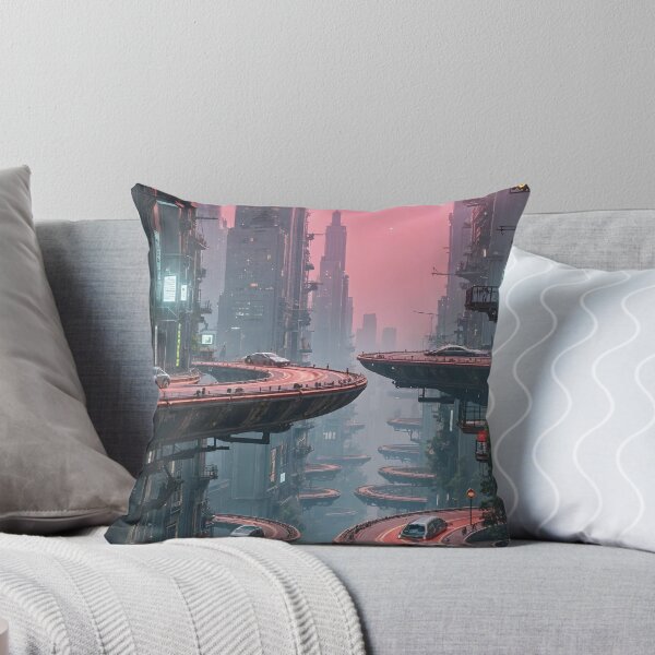 Item preview, Futuristic cyberpunk city wallpaper designed and sold by Planet Utoppia.