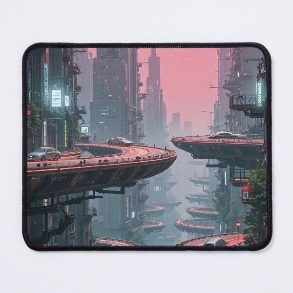 Item preview, Futuristic cyberpunk city wallpaper designed and sold by Planet Utoppia.