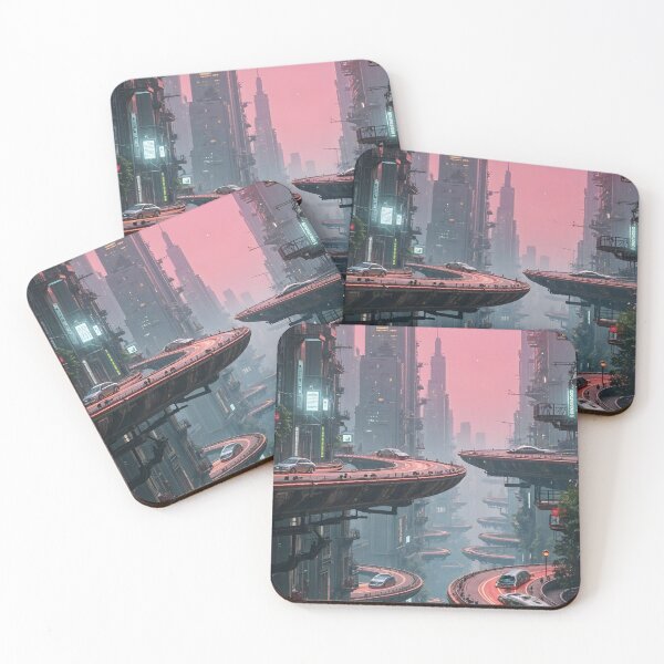Item preview, Futuristic cyberpunk city wallpaper designed and sold by Planet Utoppia.