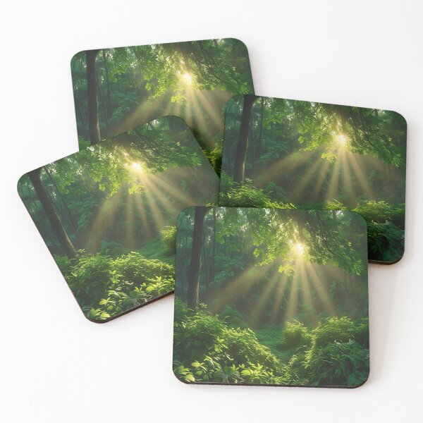 Item preview, Lifestyle Hub; Lush Green Forest At Dawn - Sun Rays Filtering Through Trees designed and sold by M&M Lifestyle Hub.