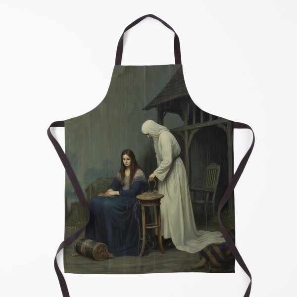 Item preview, Original Oil Painting of a medieval village with Death visiting a young girl designed and sold by KALEIDOSCOPE UK.