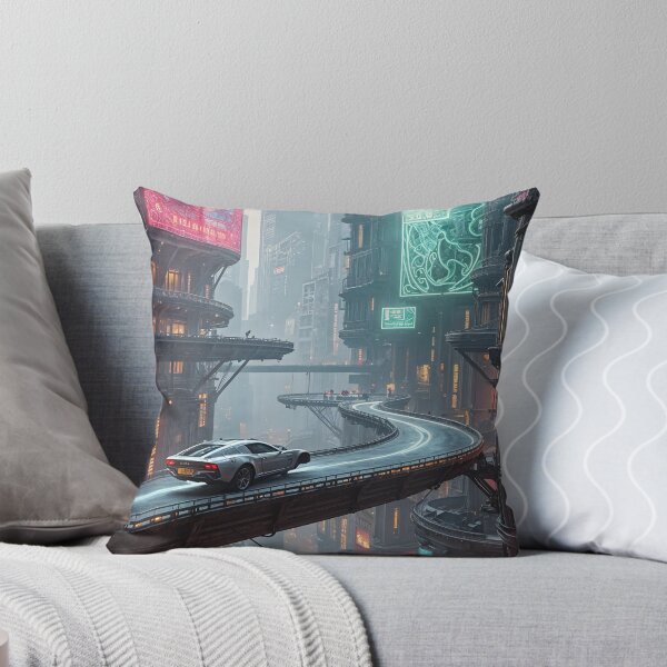 Item preview, Futuristic cyberpunk city wallpaper designed and sold by Planet Utoppia.