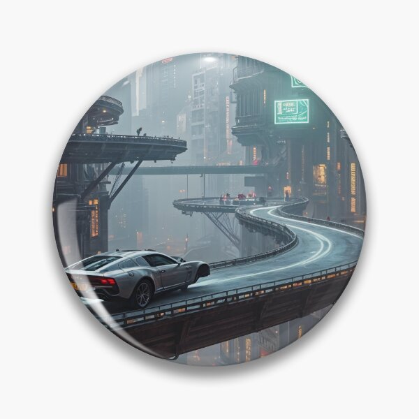 Item preview, Futuristic cyberpunk city wallpaper designed and sold by Planet Utoppia.