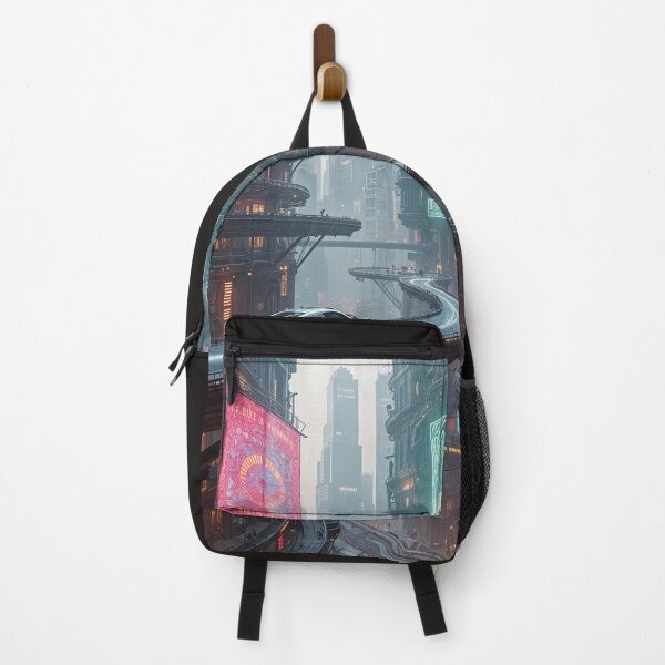 Item preview, Futuristic cyberpunk city wallpaper designed and sold by Planet Utoppia.