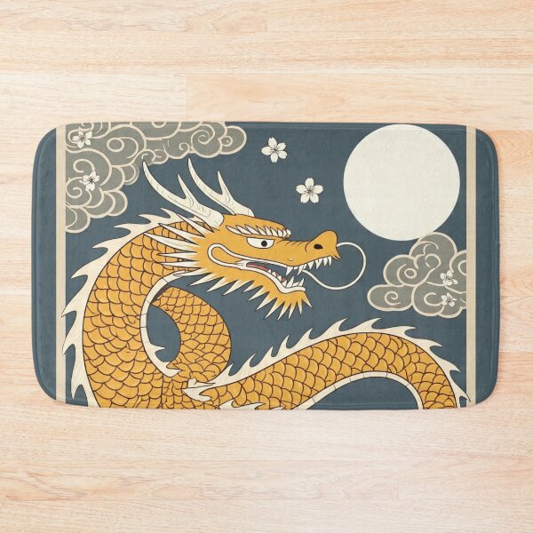 Item preview, Vintage Gold Japanese Dragon – Moonlit Ukiyo-e Print designed and sold by Vandy Fullam.