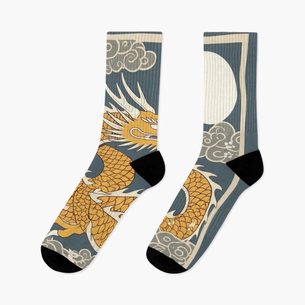 Item preview, Vintage Gold Japanese Dragon – Moonlit Ukiyo-e Print designed and sold by Vandy Fullam.