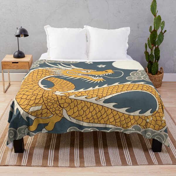 Item preview, Vintage Gold Japanese Dragon – Moonlit Ukiyo-e Print designed and sold by Vandy Fullam.