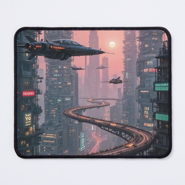 Item preview, Futuristic cyberpunk city wallpaper designed and sold by Planet Utoppia.