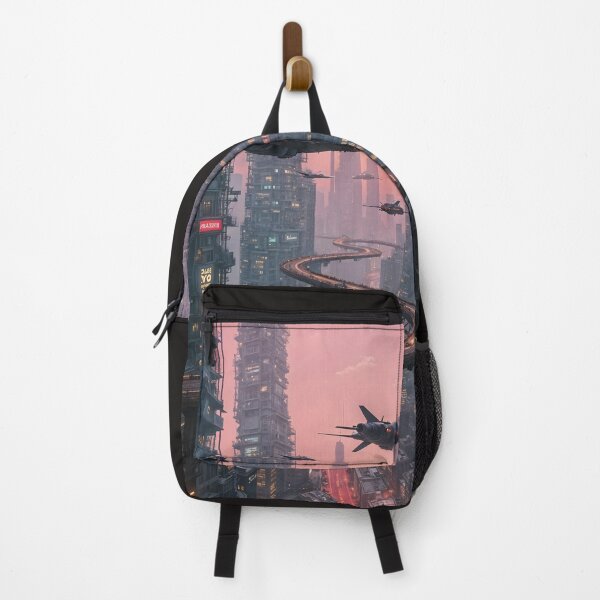 Item preview, Futuristic cyberpunk city wallpaper designed and sold by Planet Utoppia.