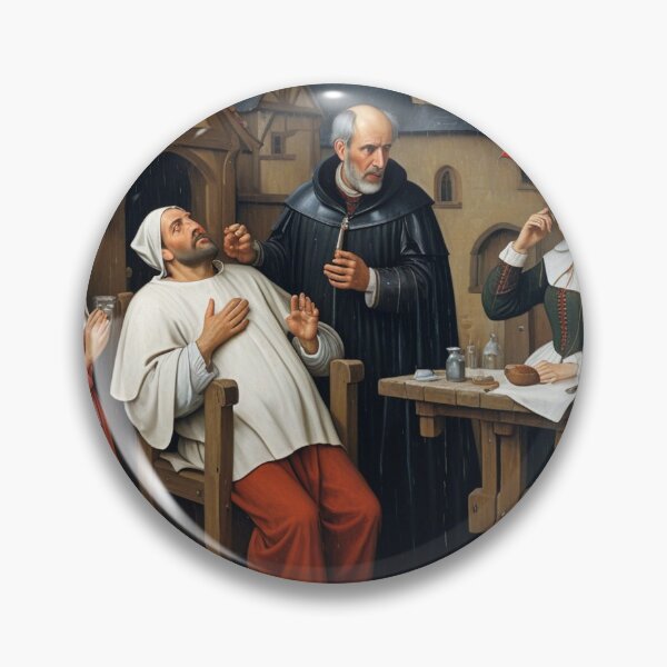 Item preview, An original oil painting of a medieval doctor with a patient designed and sold by KALEIDOSCOPE UK.