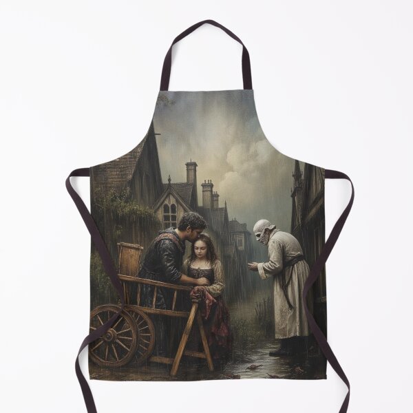 Item preview, The grim reaper visits a man and daughter in medieval village. Original artwork designed and sold by KALEIDOSCOPE UK.