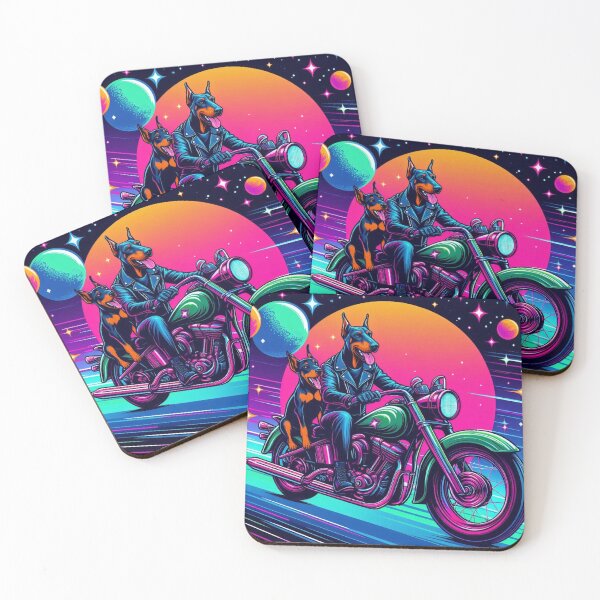 Item preview, Doberman riding classic motorcycle designed and sold by Dogandesighn.