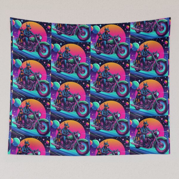 Item preview, Doberman riding classic motorcycle designed and sold by Dogandesighn.