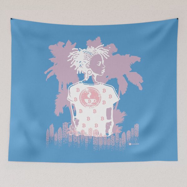 Item preview, Bitcoin & Coffee under Palm Trees - Pink designed and sold by Silvernuit.