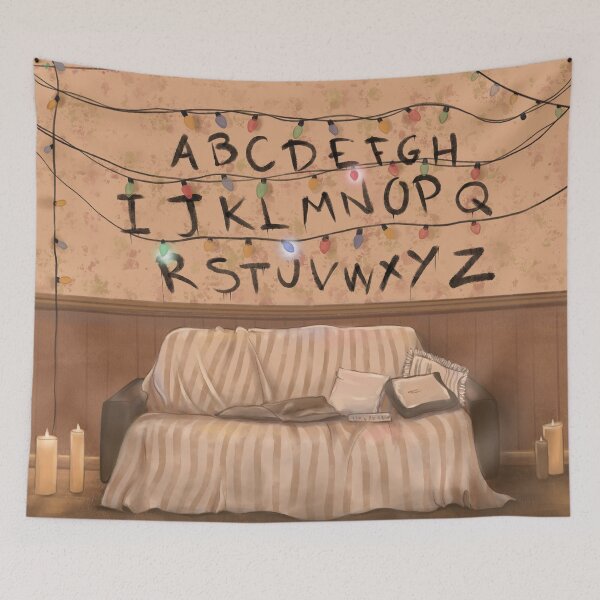Item preview, RUN Message Wall – Joyce Byers' Living Room with Alphabet Lights & Vintage Sofa designed and sold by CreativeBu.