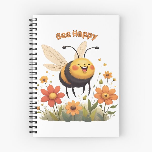 Item preview, Bee Happy – Cute Smiling Bee with Flowers designed and sold by Pixel--Threads.