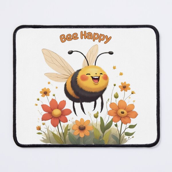 Item preview, Bee Happy – Cute Smiling Bee with Flowers designed and sold by Pixel--Threads.