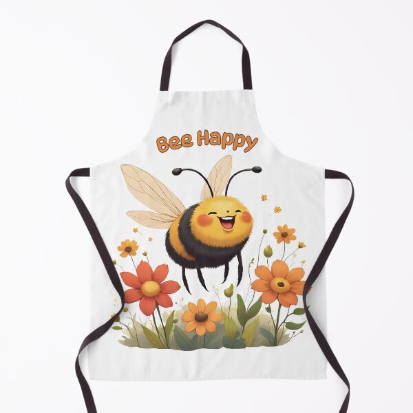 Item preview, Bee Happy – Cute Smiling Bee with Flowers designed and sold by Pixel--Threads.
