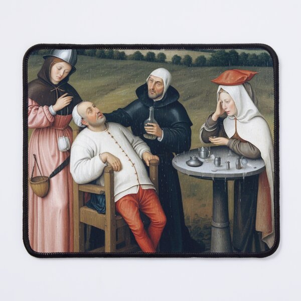 Item preview, An original oil painting of a medieval doctor with a patient. Bosch designed and sold by KALEIDOSCOPE UK.