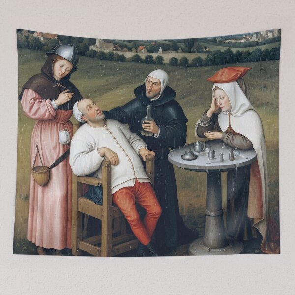 Item preview, An original oil painting of a medieval doctor with a patient. Bosch designed and sold by KALEIDOSCOPE UK.
