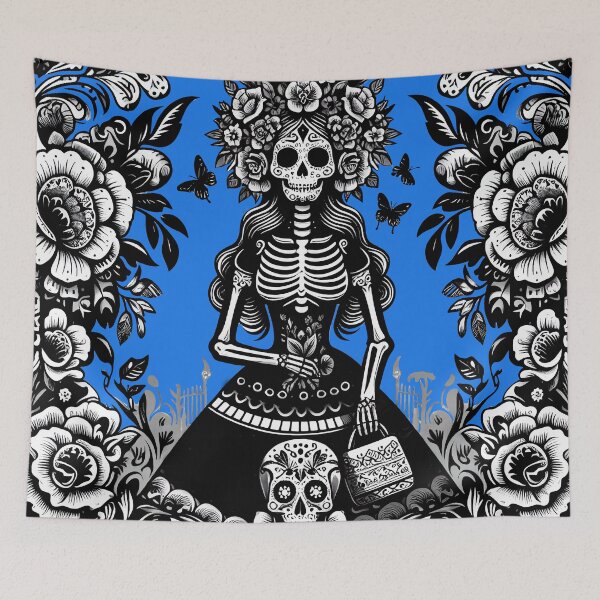 Item preview, Sophisticated Catrina Art Print – Mexican Day of the Dead in Black & White designed and sold by  Ojo de Lilith.