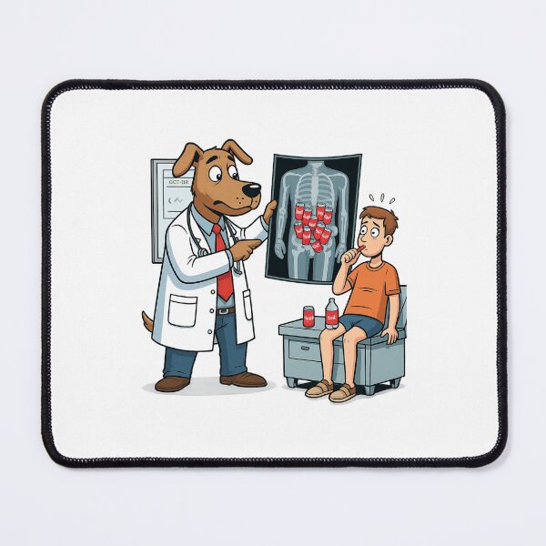 Item preview, Funny Dog Doctor X-Ray T-Shirt – Soda Cans in Intestines Cartoon Design designed and sold by Uglyandcute.