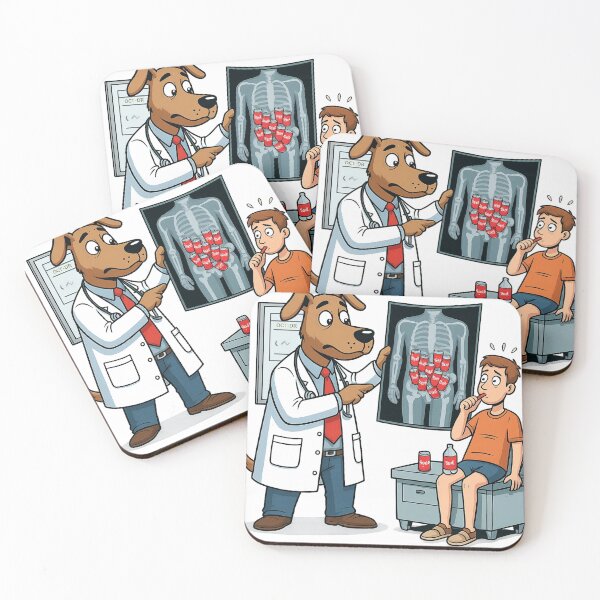 Item preview, Funny Dog Doctor X-Ray T-Shirt – Soda Cans in Intestines Cartoon Design designed and sold by Uglyandcute.