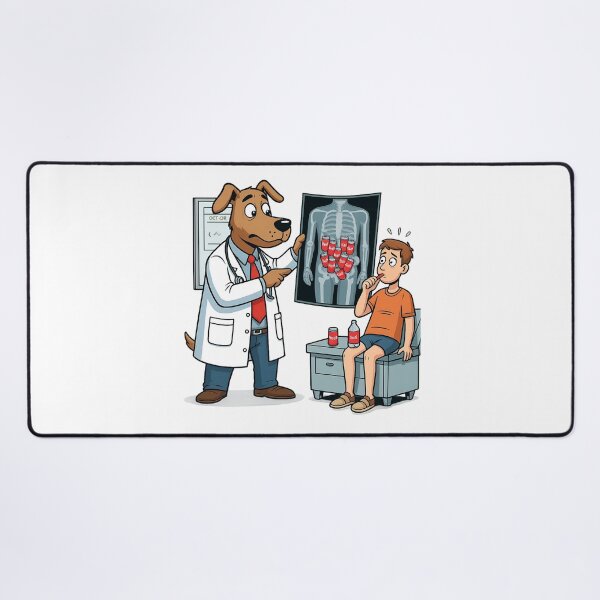 Item preview, Funny Dog Doctor X-Ray T-Shirt – Soda Cans in Intestines Cartoon Design designed and sold by Uglyandcute.