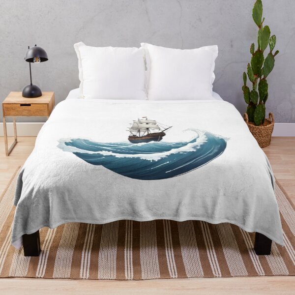 Item preview, Sailing Boat on Rolling Waves designed and sold by Pixel--Threads.
