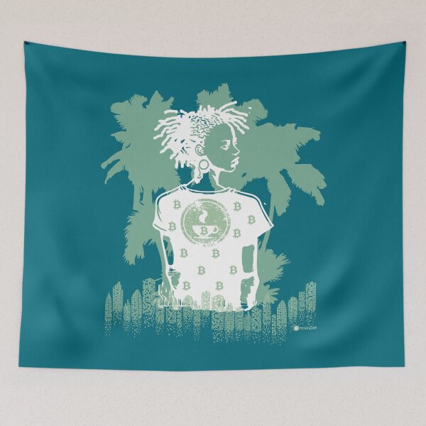 Item preview, Bitcoin & Coffee under palm trees - pastel green designed and sold by Silvernuit.