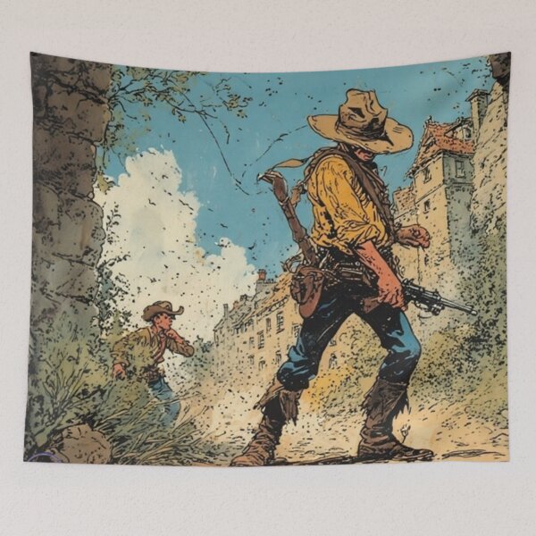 Item preview, Vintage Cowboy Showdown – Classic Western Art Illustration by NegarTv Designs designed and sold by NegarTv Designs.