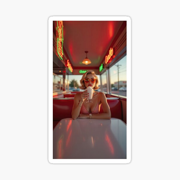 Item preview, Blonde Woman In Diner 1 designed and sold by MiQ Gallery.