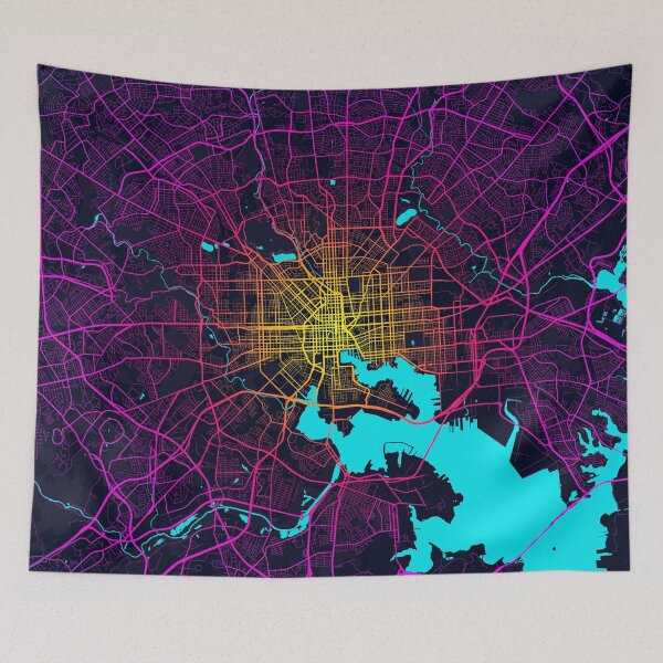 Item preview, Baltimore City Map of Maryland, USA - Neon designed and sold by deMAP.