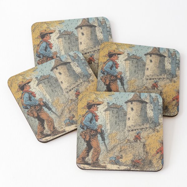 Item preview, Cowboys at the Castle – Vintage Western Adventure Illustration by NegarTv Designs designed and sold by NegarTv Designs.