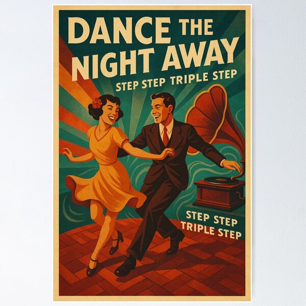 Item preview, Retro Swing Dance Poster – Lindy Hop Dancing Couple designed and sold by Graphicarium Shop.