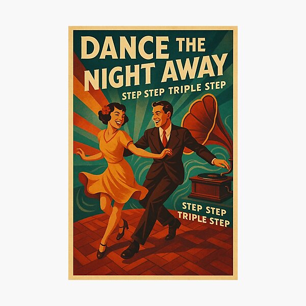 Artikelvorschau, Retro Swing Dance Poster – Lindy Hop Tanzpaar entworfen und verkauft von Graphicarium Shop.