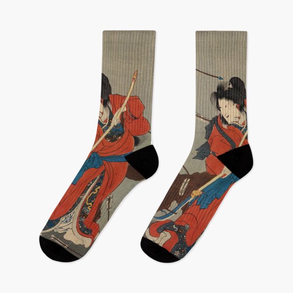 Item preview, Japanese woodblock print female warrior and wolf designed and sold by tarotstarostina.
