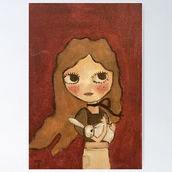 Item preview, Girl holding Bunny painting designed and sold by whatremains.