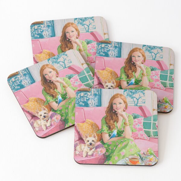 Item preview, Grandmillennial art, Afternoon in Pink and Green designed and sold by SophieClimaArt.