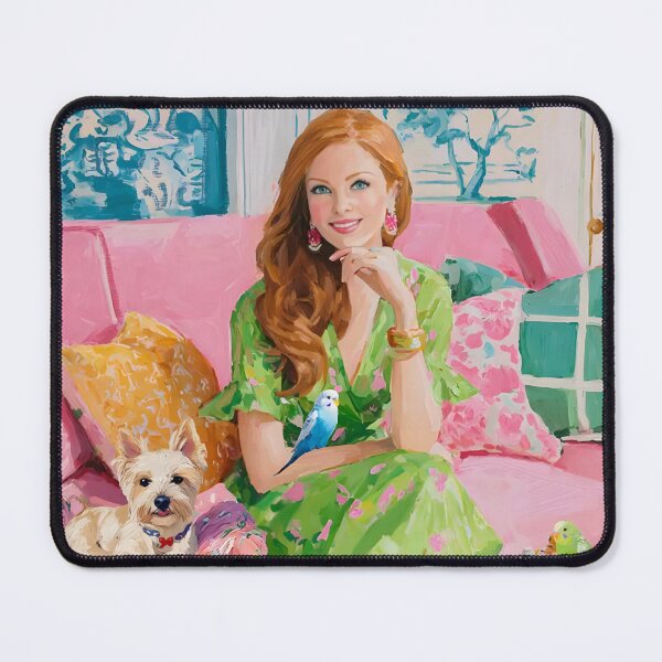 Item preview, Grandmillennial art, Afternoon in Pink and Green designed and sold by SophieClimaArt.