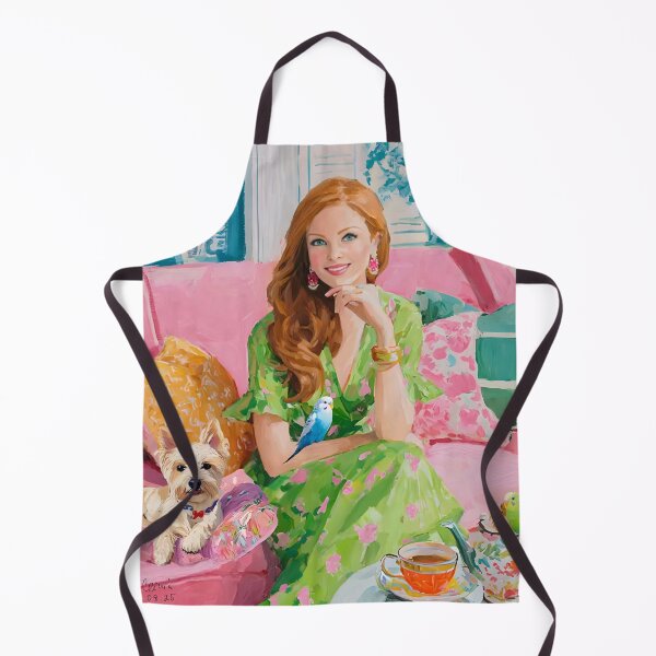Item preview, Grandmillennial art, Afternoon in Pink and Green designed and sold by SophieClimaArt.