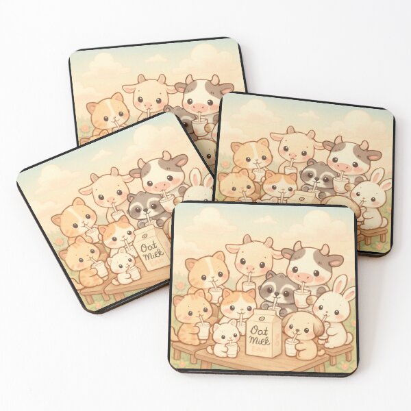 Item preview, Oat Milk - cute kitten puppy goat raccoon designed and sold by DamioPolArt.